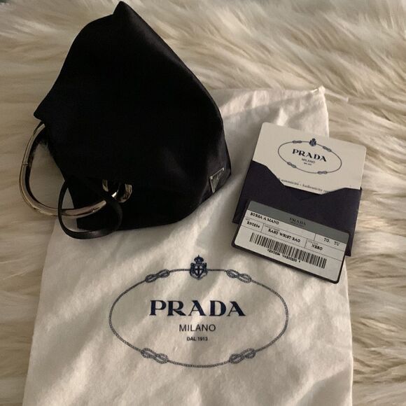 AUTHENTIC PRADA BLACK SATIN RASO WRIST BAG - Picture 1 of 15